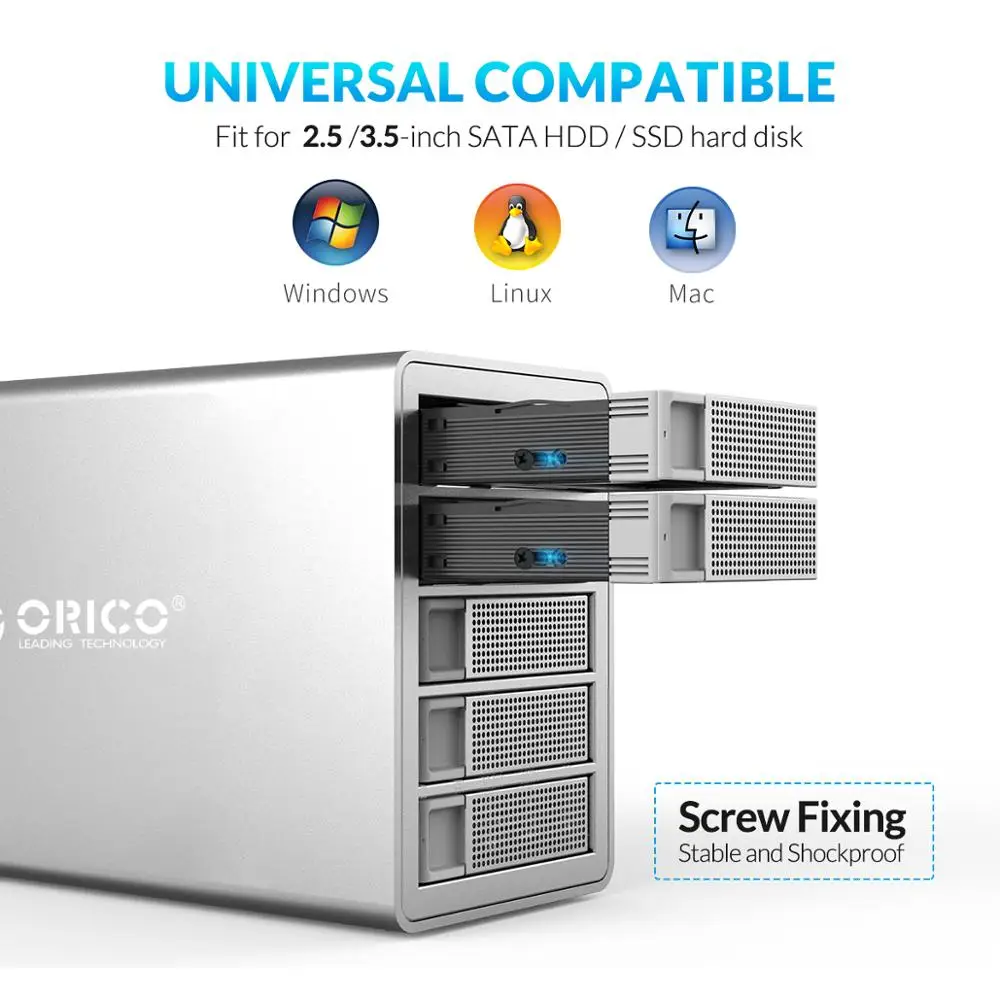 Док станция ORICO Multi Bay для жестких дисков предприятия алюминиевый 3 5 дюйма 32/64/80 ТБ