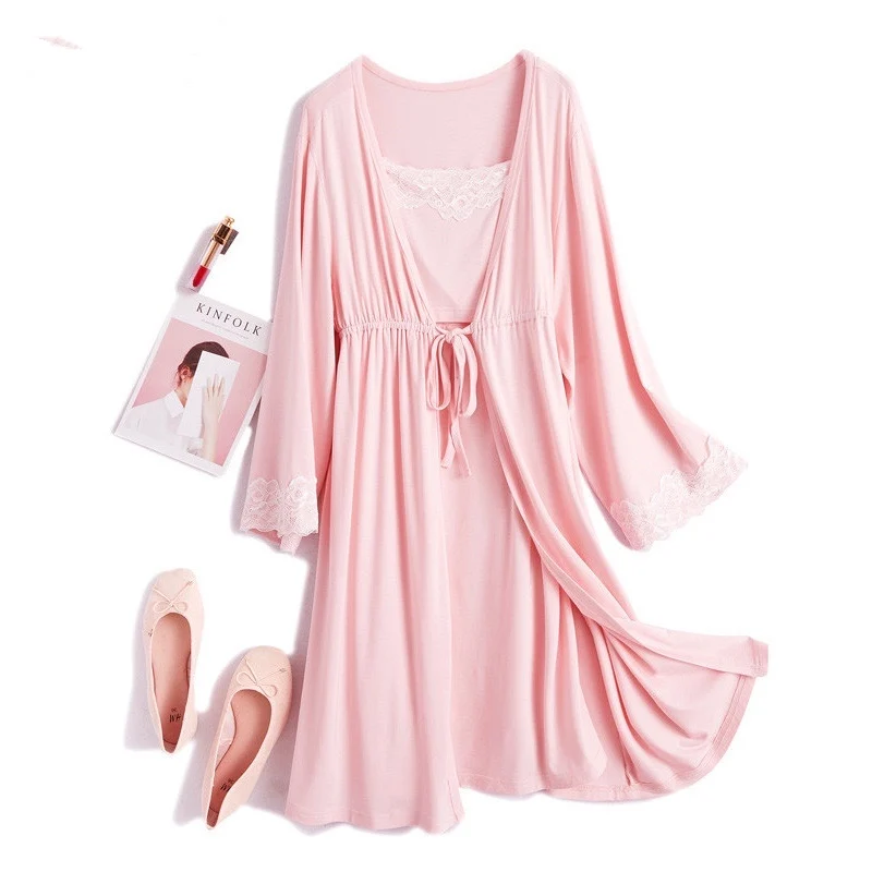 

Modal Summer Pajamas Dress Maternity Wear Spring and Summer Maternity Nursing Pajamas Sling Set Confinement Clothing SY06