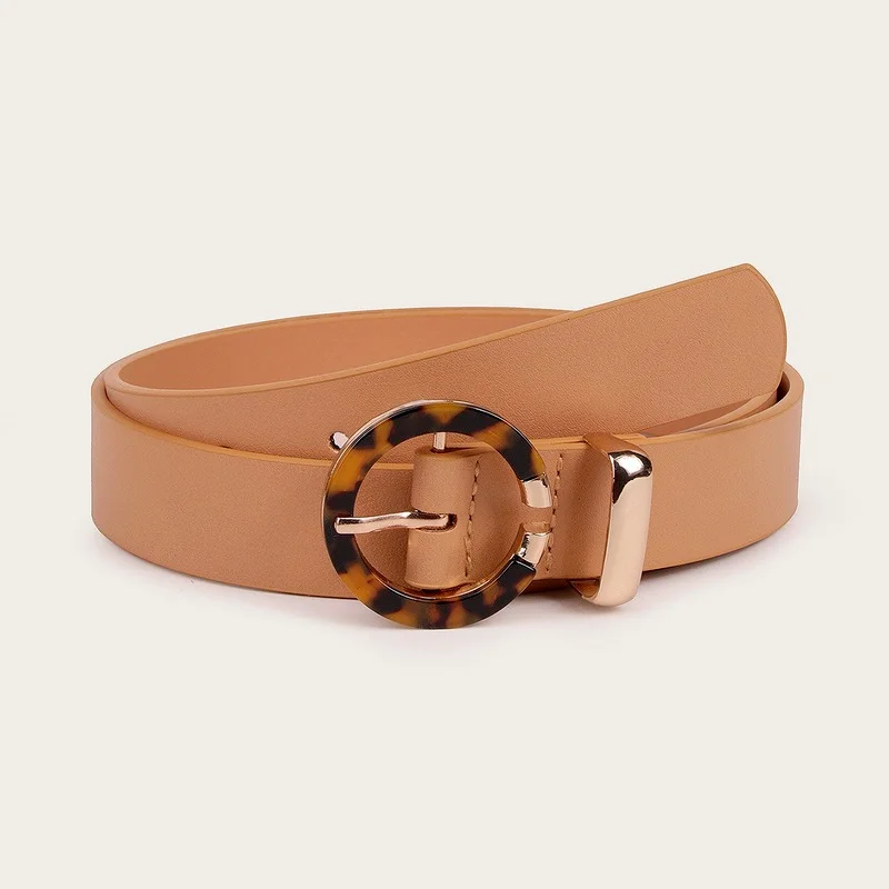 

New Women's Black Camel Resin Buckle Pu Leather Women's Belt Jeans Suit Decorated with Female Strap Designer Belt
