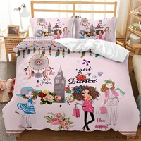 3d print modern fashion bedding set 23 pieces cartoon beautiful girls duvet cover set for bedroom bed quilt cover pillowcase