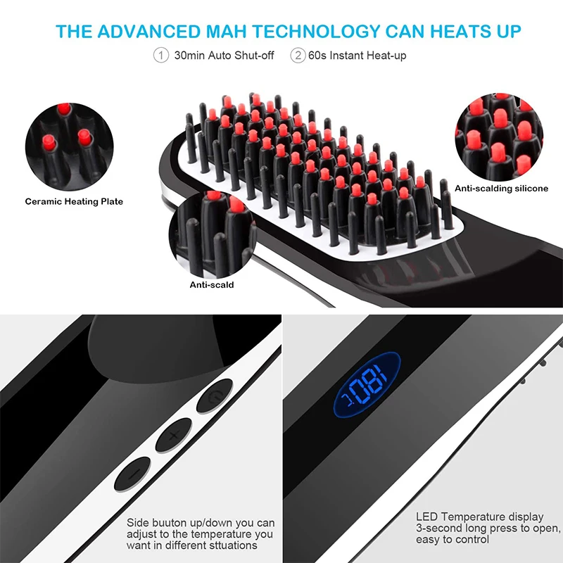 Беспроводной быстродействующий выпрямитель для бороды мужчин стайлер