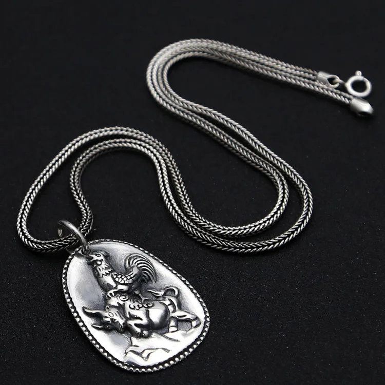 

Factory Wholesale S925 Sterling Silver Rooster Year Of The Year Pendant Men And Women Retro Thai Silver Buddha