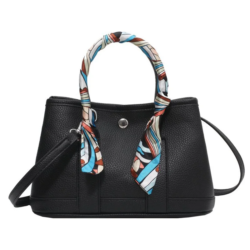 

Large Capacity Leather Top-handle Bags for Women 2021 New Vintage Silk Scarf Handbag Shoulder Bag Female Brand Business Lady Bag