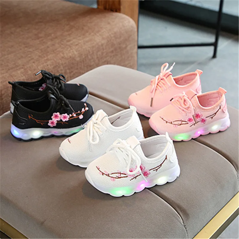 Сетчатая дышащая детская обувь на плоской подошве Светодиодный светильник