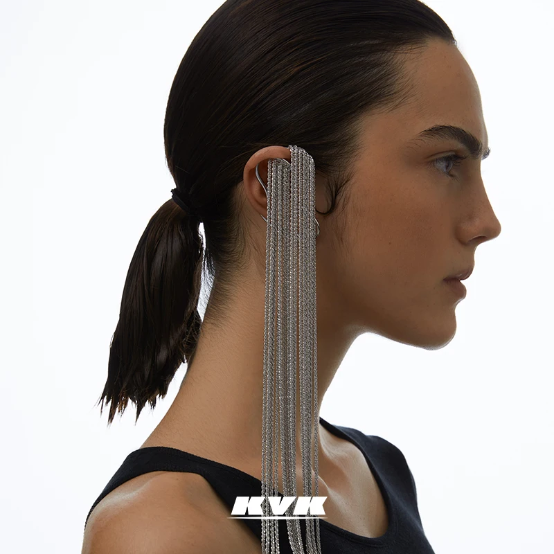 

KVK Earrings 2021 trendy niche design no ear hole advanced feel light luxury braid dynamic flowing Abstract earhook