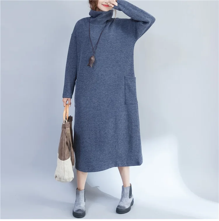 Kpop зимнее платье размера плюс женские платья 2020 Новое вязаное с высоким