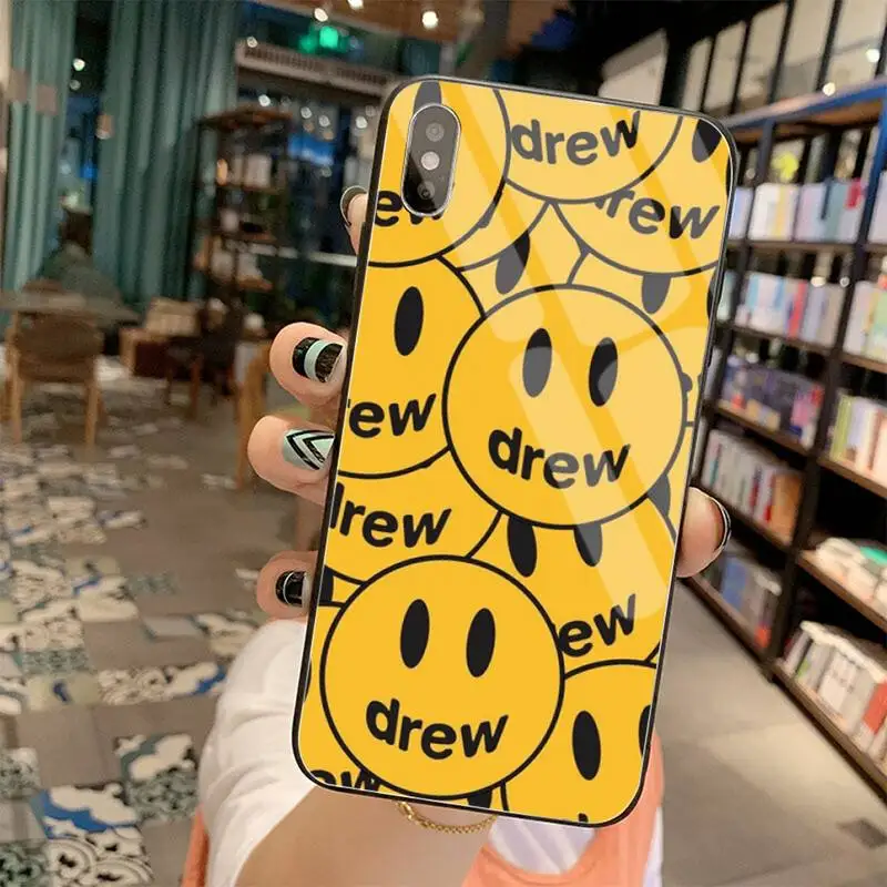 

Luxury brand Drew House Justin Bieber Luxury Phone Case Tempered Glass For iPhone 11 Pro XR XS MAX 8 X 7 6S 6 Plus SE 2020 case
