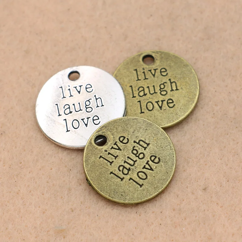 

5PCS Antique Silver Plated Live Laugh Love Charms Pendants for Bracelet Necklace Jewelry Making Craft Diy Handmade 20mm