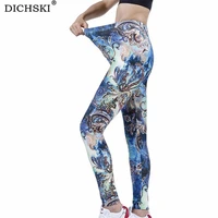 dichski blue graffiti leggings new women fitness high waist yoga pants colorful sports tights running workout gym clothing