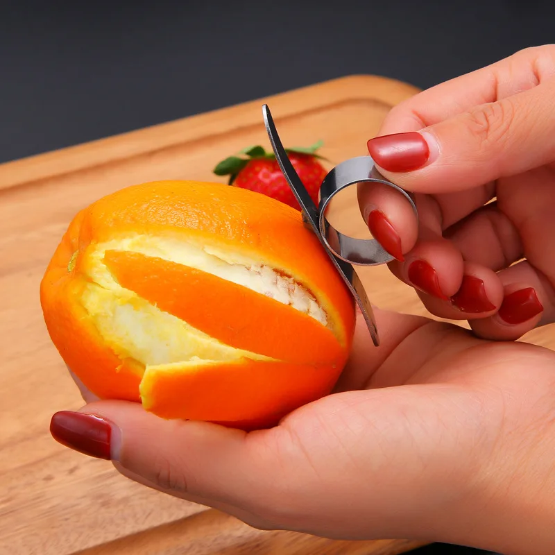 

2Pcs kitchen accessories orange peeler stainless steel lemon peeler citrus peeler easy to open orange peeler kitchen gadgets