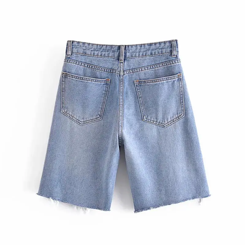 

ZA Summer Women Casual Denim Zipper Shorts Hgh Waist Loose Shorts For Girls Cool Female Short