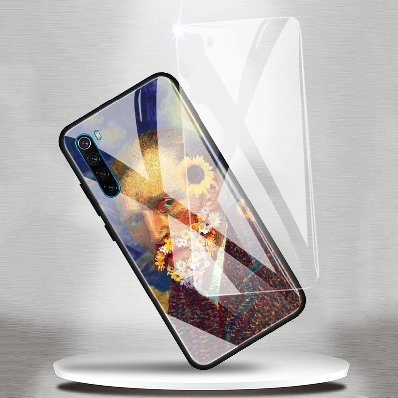 

Glass Phone Case for Xiaomi Redmi Note 7 8 9 Pro 8T 9S 8A 9A 9C K20 K30 Pro Cover Van Gogh Starry Night Black Cases