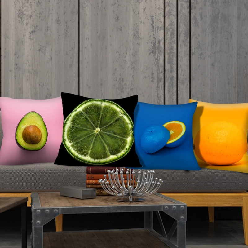 

Fuwatacchi Orange Cushion Cover 45x45 Bright Lemon Painting Printed Pillow Cover for Home Sofa Car Decor Throw Pillowcases
