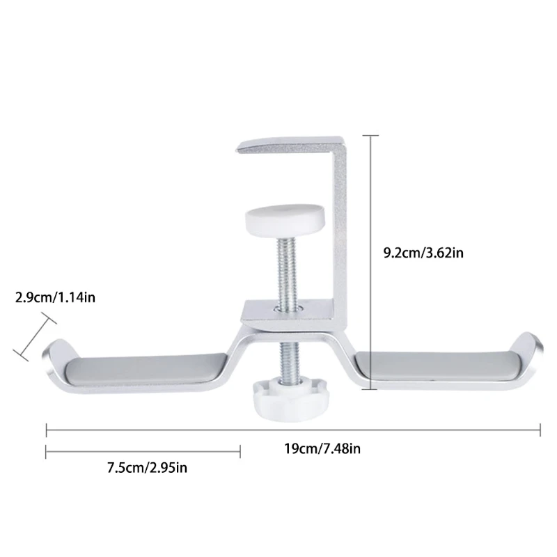 

Aluminium Alloy Headphone Holder Headset Rotatable Double Earphone Stand Mount R2JF