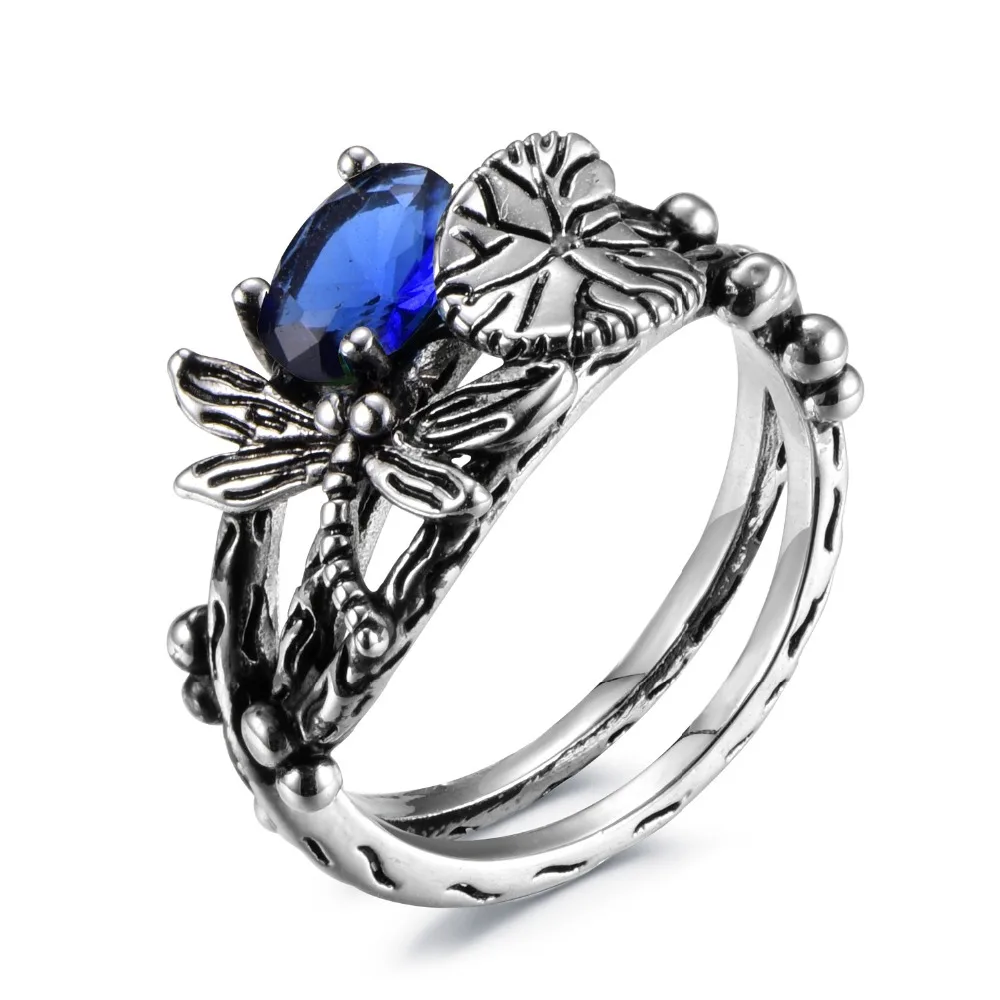 Bague Ringen АААА Циркон Милая Стрекоза 925 пробы серебряные ювелирные изделия кольца для женщин 7 цветов Рождество Хорошее ювелирное изделие подарки