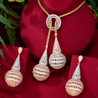godki big fashion luxury tricolor drops statement jewelry set for women wedding party full zircon dubai bridal jewelry set 2020