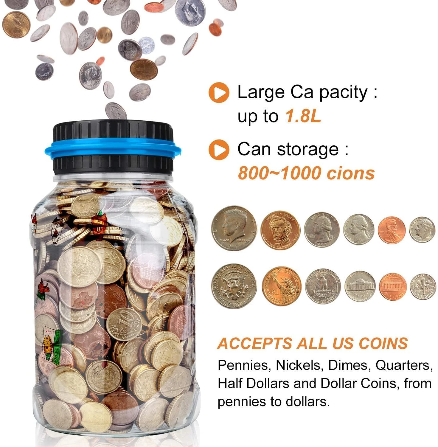 1.8L Копилка счетчик монет электронные цифровые ЖК дисплей подсчет для экономии