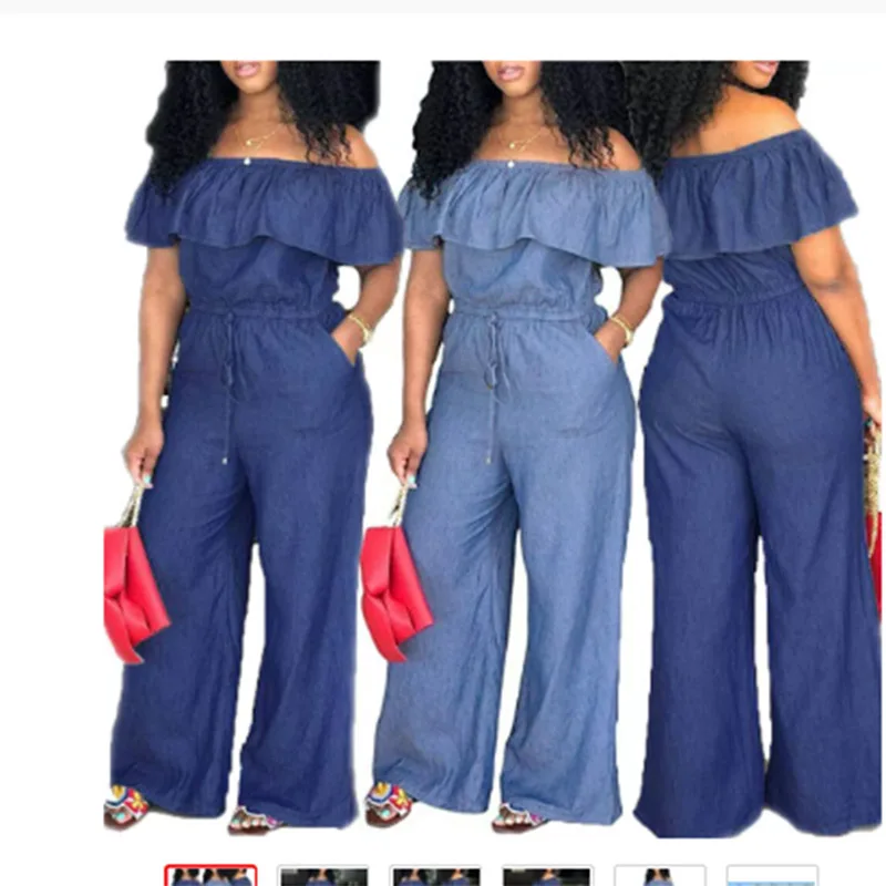 Модный женский комбинезон Женский мешковатый джинсовый полной длины однотонная