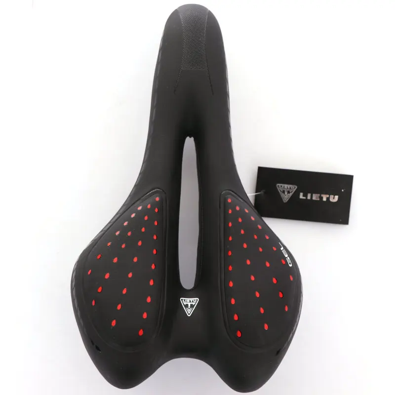 Велосипедное седло пластиковое широкое дышащее амортизирующее для езды на