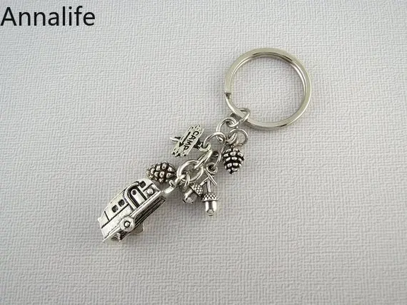 2019 New 3D Camping Keychain Trailer RV Caravan Campground Key Chain Nature Outdoors Summer Vacation Keyring Souvenir | Украшения и