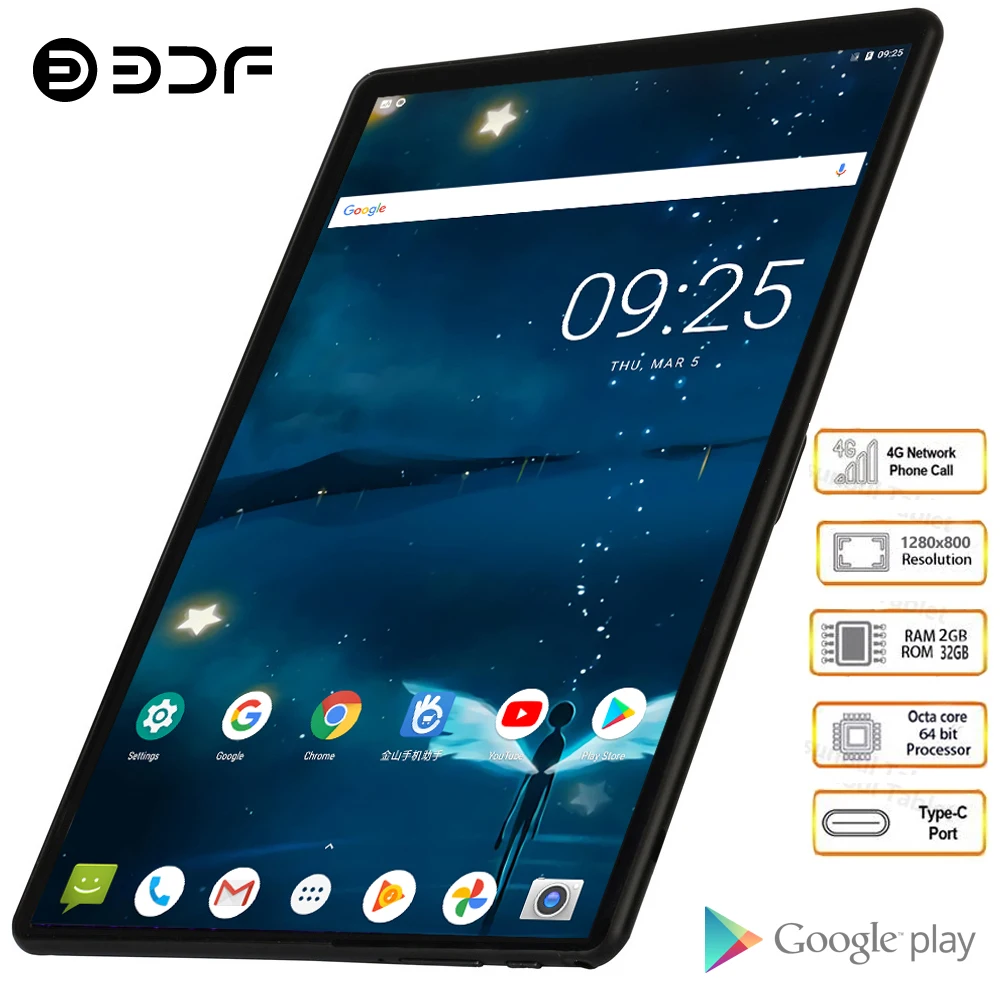 Планшет BDF на Android 10 1 9 0 дюйма 4G LTE Wi-Fi GPS hipad mi pad 5 pro планшетный ноутбук 2 ГБ/32 ГБ |