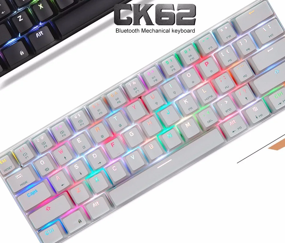 MOTOSPEED CK62 клавиатура Проводная/Bluetooth клавиатура двойной режим механическая клавиатура 61 клавиша RGB светодиодный подсветка игровая клавиатура