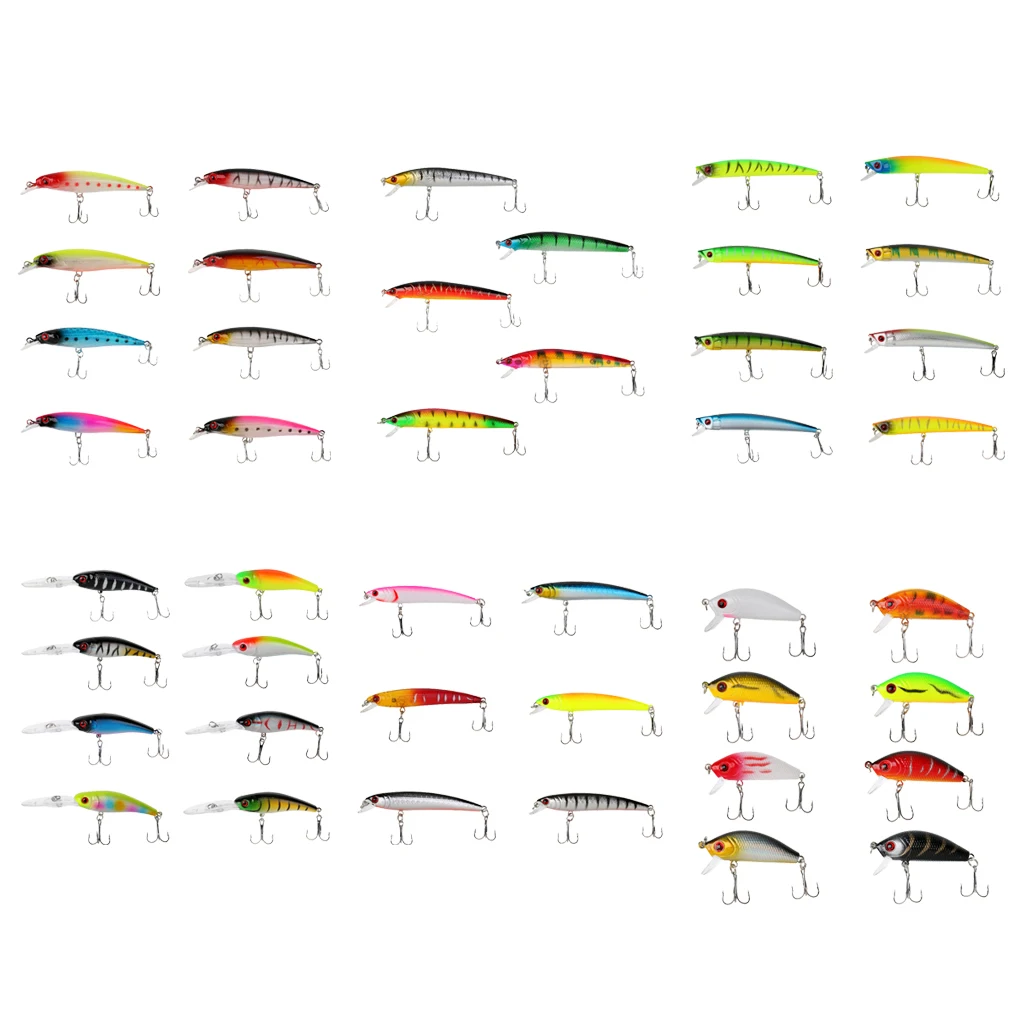 

43 шт./компл. 3D глаза Искусственные приманки для рыбы рыболовные приманки 6 моделей с VMC крючок