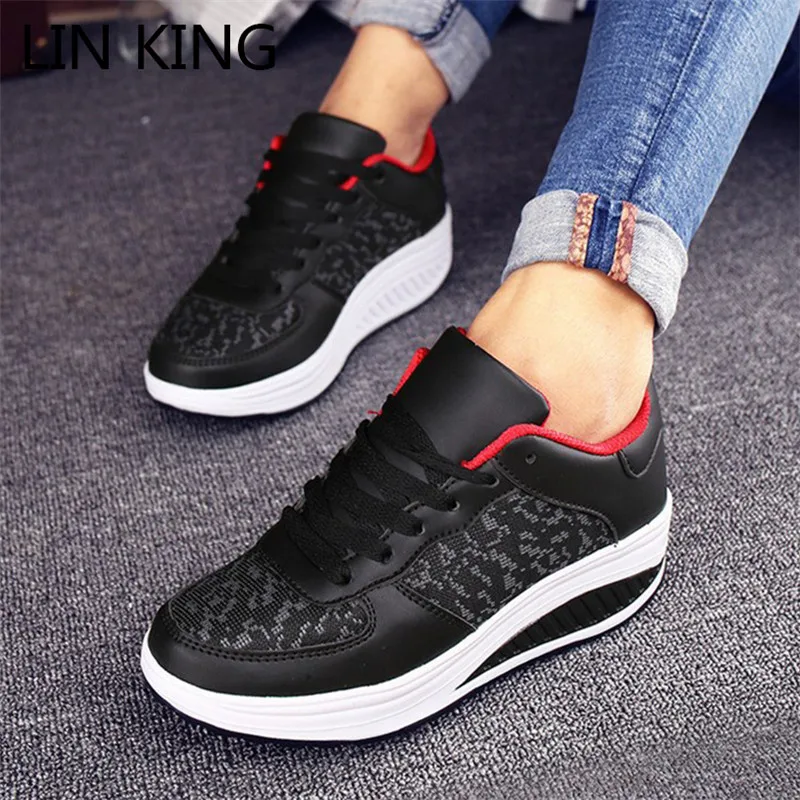 LIN KING/женская повседневная обувь на танкетке увеличивающая рост Сезон весна