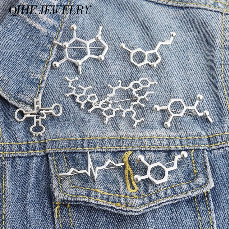 

Molecular Structure Brooches Chemical Formula Badges EKG Love Hormone Chemistry Jewelry Gift for Nurse Teacher
