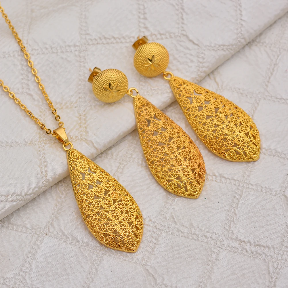 WANDO 24 К золотой цвет ecklace эфиопские серьги Ювелирные наборы Эфиопский нигерийский Свадебный невесты Эритрейская цепочка африканские ювелирные изделия