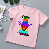 funny poppin into christmas rainbow popit print pink t shirt girlsboys kids clothes fidget toys tshirt childrens clothing
