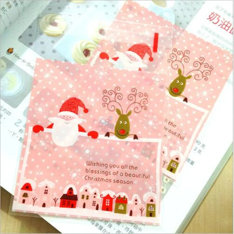 100 шт./упак. с рождественскими конфетами самоклеящийся пакет Елочная гирлянда