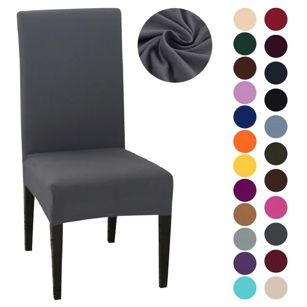 Chair Cover Elastic Spandex Solid Color Chair Slipcover Case for Dining Room Wedding Banquet Home Kitchen Anti-Dirty Chair Cover