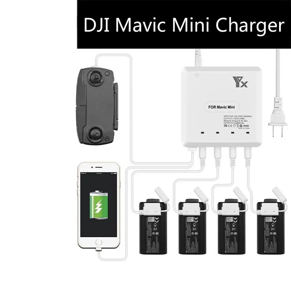 Интеллектуальное Быстрое зарядное устройство для DJI Mavic Mini 6 в 1 4 аккумулятора