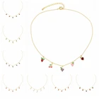 Ожерелье-цепочка женское, кулон в виде ягоды, с медными кристаллами, вишня, виноград, многослойное на ключицы