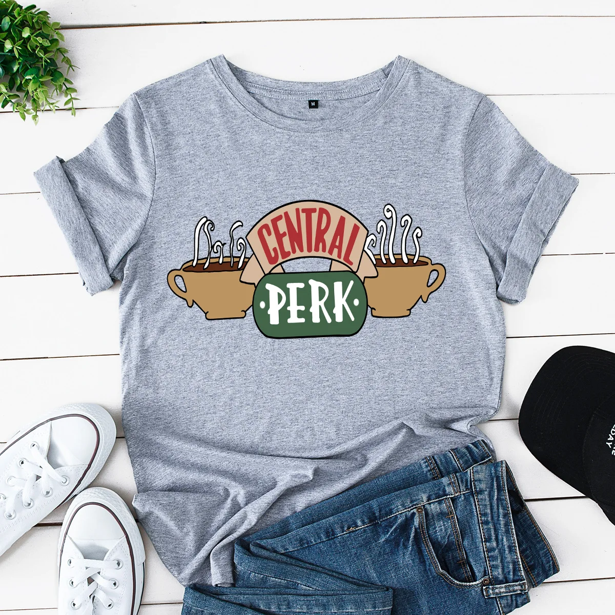 

Women T Shirt Short Sleeve Cotton T-shirts Female CENTRAL PERK Printing Graphic Tees Women Plus Size Harajuku Shirts Top
