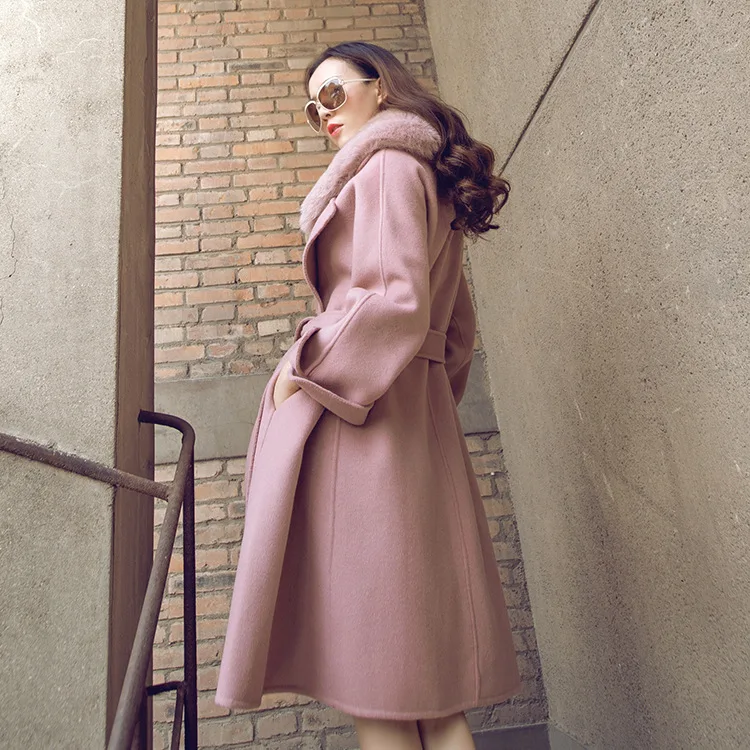 Женское длинное шерстяное пальто винтажный кардиган в британском стиле с