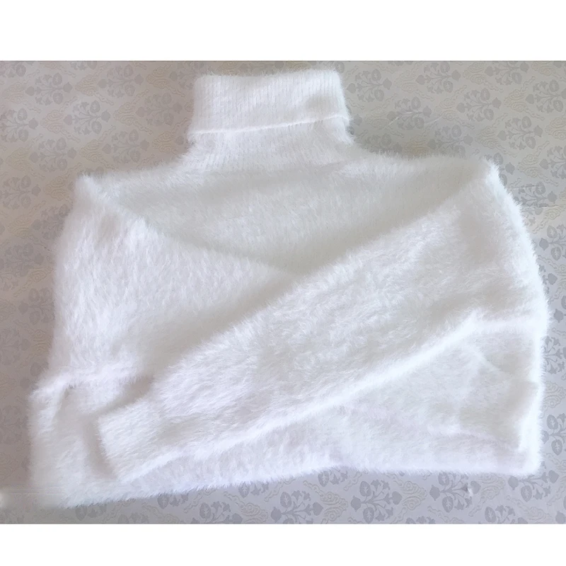 White Turtleneck Women Sweater Jumper Knitted Winter Blue Pink High Collar Warm Plush Pullover Casual Velvet Loose Plus Size | Женская