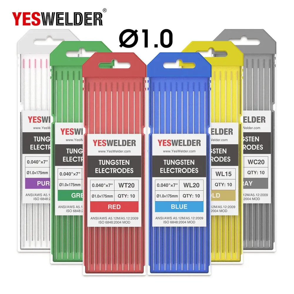 Сварочные вольфрамовые электроды YESWELDER сварочные TIG 1 0 6 2 4 3 175 мм WP WT20 WC20 WL15 WL20