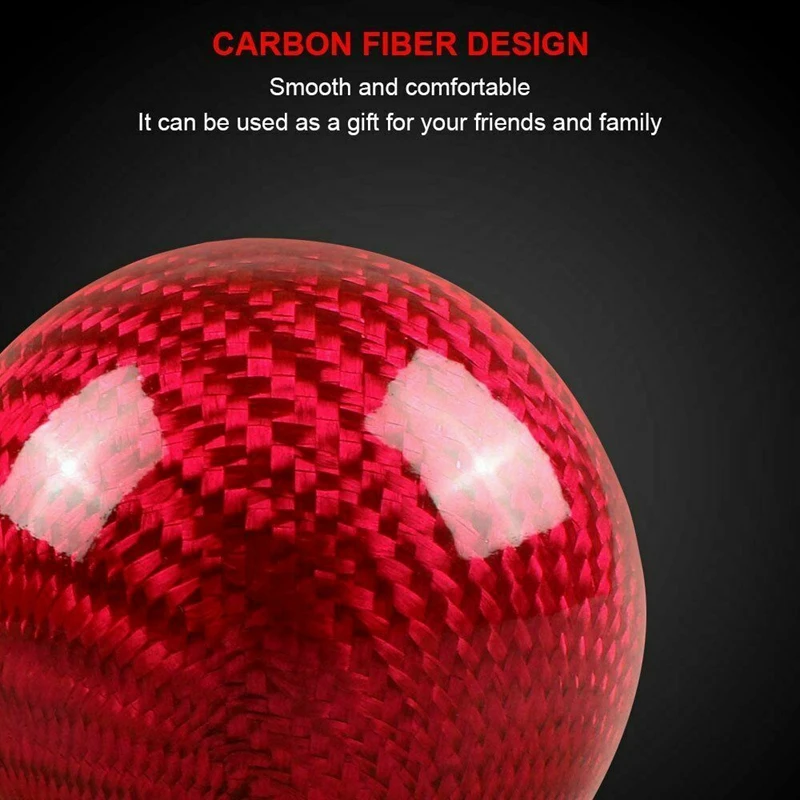 

Red Carbon Fiber Gear Shift Knob Universal Shifter Knobs with 3 Adapters Stick Shifter Round Ball