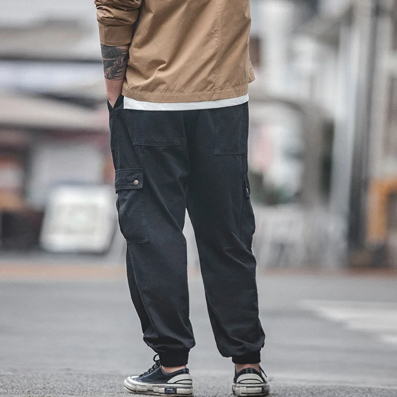 2020 New Cargo Pants Casual Jogger Pants Ankle Length Pants Spring Autumn Elastic Waist Solid Pants With Multiple Pockets Bla