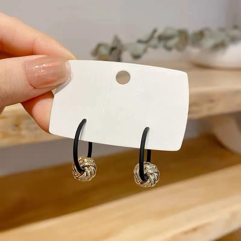 

Korean Retro Black Knotted Earrings Women's Temperament and Simple Earring for Girls Wild Circle Fashion Trend Jewelry