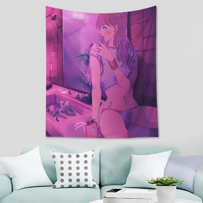 Милый настенный гобелен милый аниме эстетическое украшение для комнаты