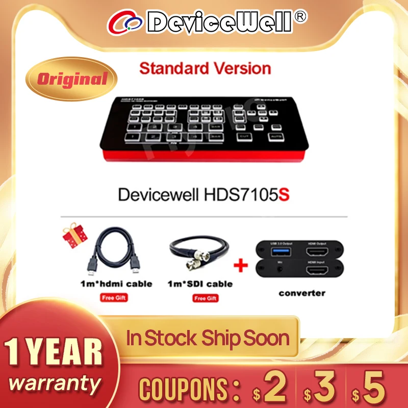 DeviceWell HDS7105S CH видеомикшер HD 4 Кабель HDMI Совместимость 1080P Multiview для Youtube прямые