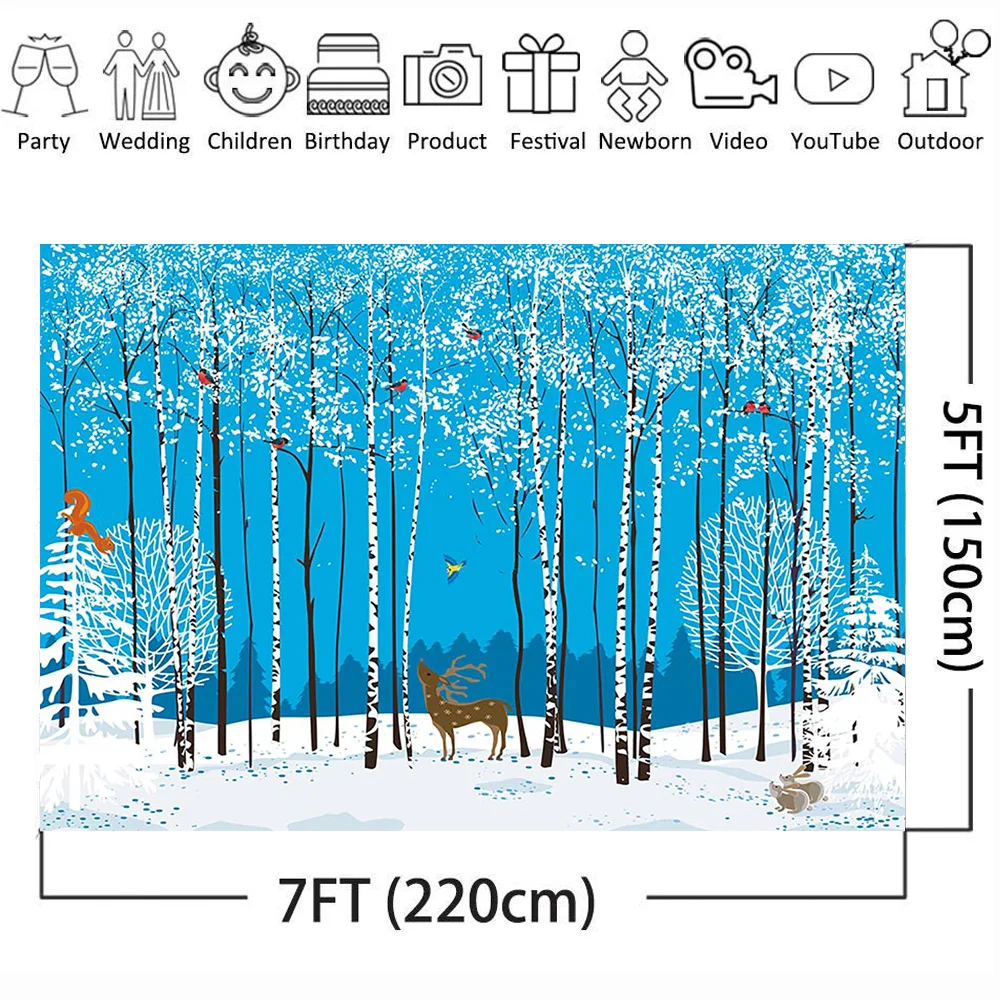 Мультяшные Зимние Животные фотография фоны Рождество снег Джунгли Лес День