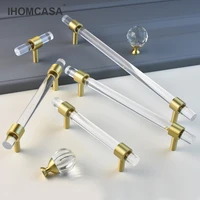 ihomcasa modern acrylic drawer knobs gold brass t bar handle bathroom pulls kitchen wardrobe shoe cabinet furniture door handles