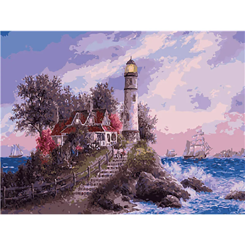 Paint 16 Картина с пейзажем, Раскраска по номерам, картины с номерами, картины с цифрами Pintar por Numeros oleo, холст Peinture numero - Цвет: Paint 16