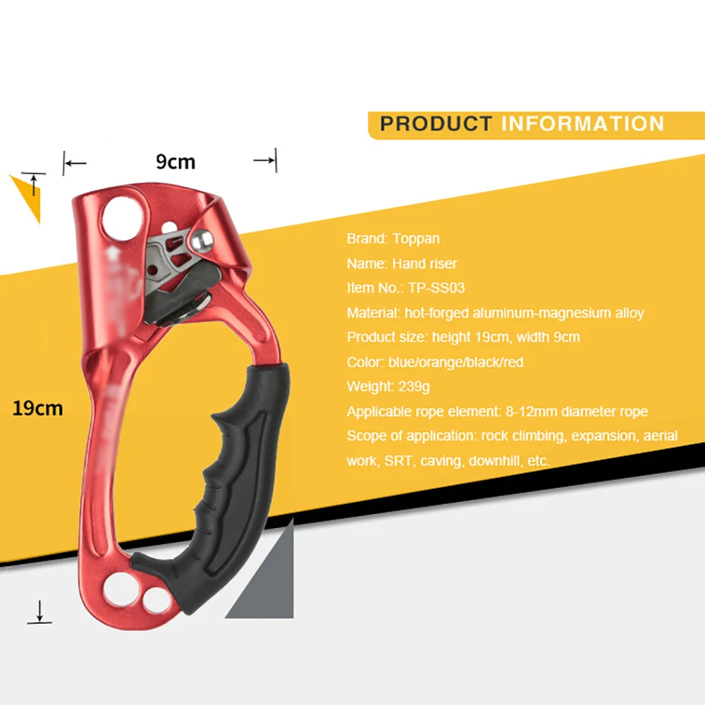 

Fashion Outdoor Equipment Right Hand Ascender Ascension Ascender For Rope Rock Climbing Practical Rappelling Gear Equipment