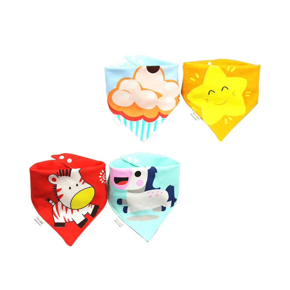 

4Pcs Lovely Infants Saliva Towel Newborns Drool Bib Colorful Toddler Neckerchief