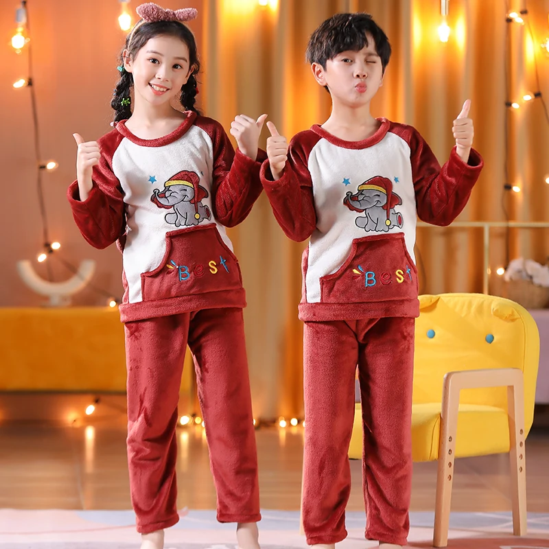 

Universal Kids Pajamas Autumn Winter Girls Boy Sleepwear Set Baby Clothes Cute Cartoon Warm Pajama Sets Warm Children's Pyjamas